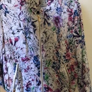 full zip floral bomber jacket